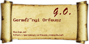 Germányi Orfeusz névjegykártya